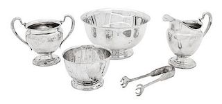 A Group of Five American Silver Articles, Various Makers, comprising a Gorham Revere style bowl, a Webster diminutive Revere 