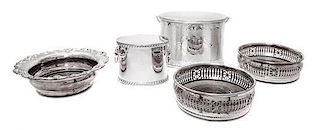 A Collection of Five English Silver Plate Articles Length of longest 7 inches.