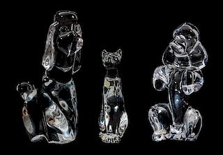 Three French Glass Animal Figurines Height of tallest 8 3/4 inches.