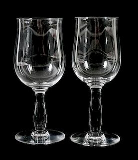 Eleven Baccarat Wine Glasses Height of taller 7 3/8 inches.
