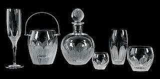 A Sevres Glass Barware Set Height of decanter 9 inches.