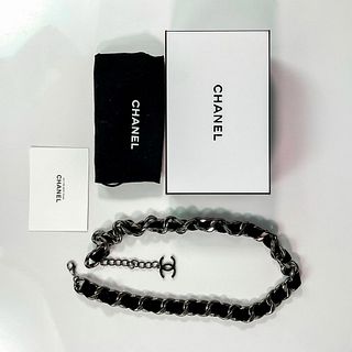 Chanel Velvet and Silver Chain Belt
