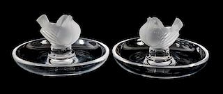 Eight Lalique Molded and Frosted Ring Dishes Height 2 1/4 inches.