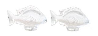 A Group of Twelve Lalique Molded Glass Fish Ornaments Length 3 inches.