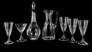 A Lalique Glass Stemware Service Height of decanter 12 3/4 inches.