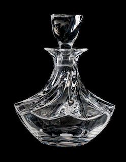 A Lalique Molded Glass Decanter Height 9 inches.