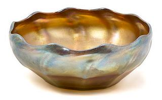A Tiffany Studios Favrile Glass Bowl Diameter 6 inches.