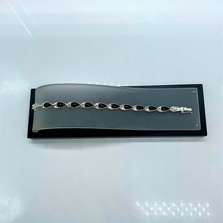 Elegant Sterling Silver and Black Enamel Bracelet