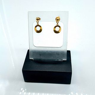 Petite Gold Tone Oval Drop Earrings