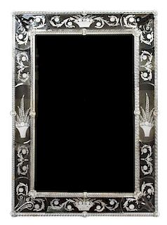 A Venetian Etched Glass Mirror 41 1/2 x 30 1/4 inches.