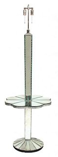 A Venetian Style Mirrored Floor Lamp Height 68 x diameter 22 1/2 inches.
