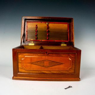 Fruitwood Lidded Jewelry Box with Key