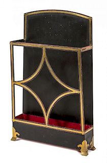 A Neoclassical Style Painted Steel Umbrella Stand Height 30 1/2 x width 17 3/4 x depth 6 inches.