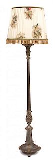 A Painted Wood Floor Lamp Height 74 inches.