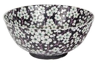 A Chinese Famille Noir Porcelain Bowl Diameter 10 1/4 inches.