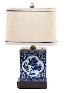A Chinese Blue and White Porcelain Pillow Height overall 15 1/2 inches.