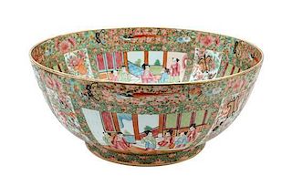 A Chinese Export Rose Canton Deep Bowl Diameter 15 3/4 inches.