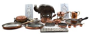 A Collection of Copper and Tin Kitchen Articles Length of longest 18 1/2 inches.