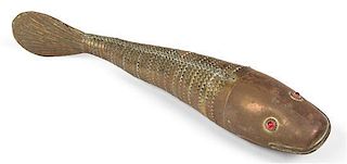 An Indian Articulated Brass Fish Length of longest 12 3/8 inches.