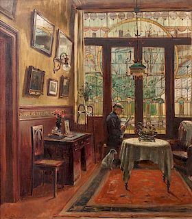 Pieter Stoggaerts, (Belgian, 1865-1948), Woman in an Interior