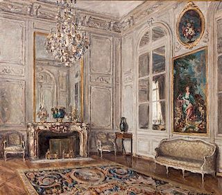 Maurice Eugene Delaporte, (French, 1878-1964), Le Salon de Madame de Maintenon
