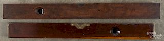Two antique cherry levels by G. S. & Co., Pine Meadow, Connecticut and B. H. & M. Co., Louisville
