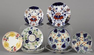 Eleven Gaudy Welsh plates, 19th c., 7 1/2'' - 9 1/2'' dia.