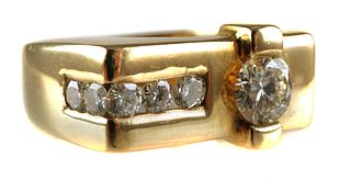 Diamond 14k Yellow Gold Men's Ring
