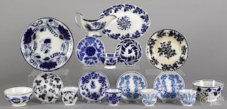Blue and white porcelain tablewares, seventeen pieces.