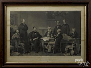 Lithograph, titled The First Reading of the Emancipation Proclamation Before the Cabinet