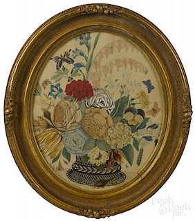Victorian watercolor and gouache floral still life, 19th c., 17 1/2'' x 14''.