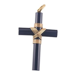Gregory 18k Gold Onyx Large Cross Pendant