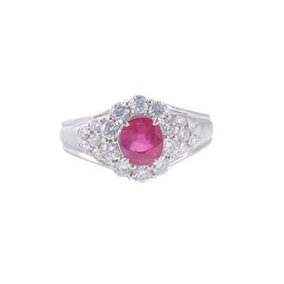 1ct Ruby Diamond Platinum Ring