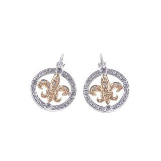 14k Gold Diamond Sapphire Earrings Lot 2 Pairs