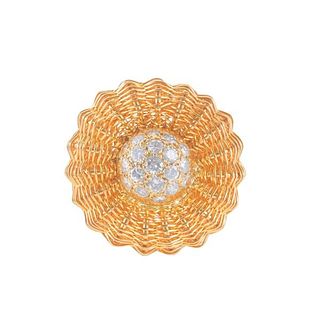 18k Gold Diamond Basket Weave Ring
