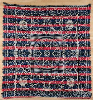 Jacquard coverlet, inscribed Wm. S. Morgan Somerset Co. 1871, 80'' x 72'', together with another