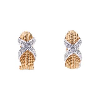 14k Gold Diamond X Hoop Earrings