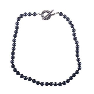 Tiffany &amp; Co Silver Onyx Toggle Necklace 