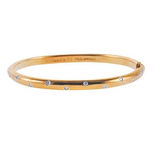 Tiffany &amp; Co 18k Gold Platinum Diamond Bangle Bracelet