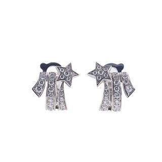 Chanel 18k Gold Diamond Star Earrings