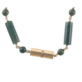 18k Yellow Gold Nephrite Necklace