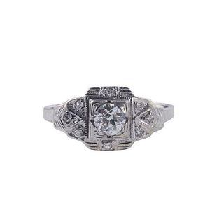 Midcentury 14k Gold Diamond Engagement Ring