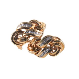 18k Gold Diamond Knot Earrings