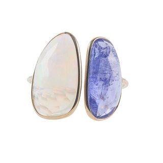 18k Gold Tanzanite Opal Ring