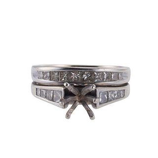 14k Gold Diamond Engagement Bridal Ring Setting Set