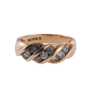 14k Gold Wave Band Diamond Ring