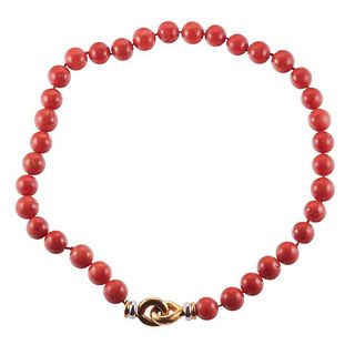 18k Two Tone Gold Coral Necklace 