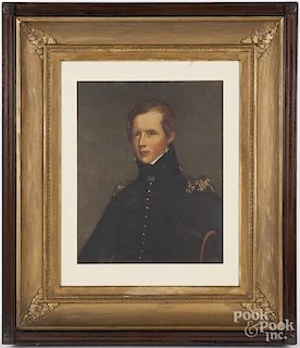 Printed portrait of a military officer, housed in a period Victorian frame, 36 1/2'' x 31''.