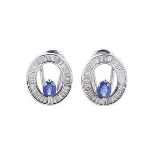 Zen 18k Gold Diamond Sapphire Earrings