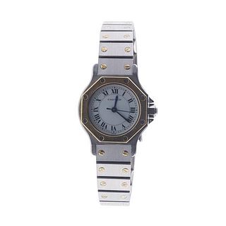 Cartier Santos 18k Gold Steel Octagonal Watch 0907